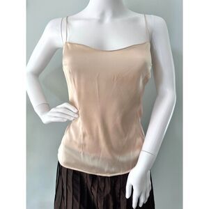 Kay Unger Vintage 90s Silk Tank Top Rose Gold Cami size Large Coquette Glam Chic